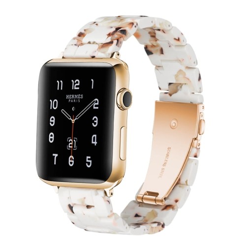 Piękna Bransoleta Żywica Stal Nierdzewna do Apple Watch 38mm/40mm nugat