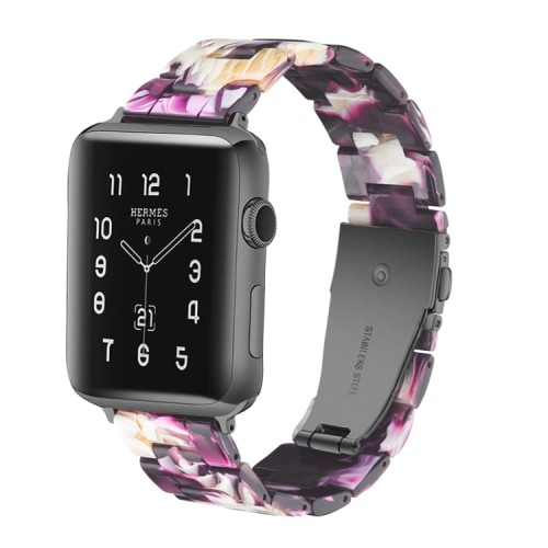 Piękna Bransoleta Żywica Stal Nierdzewna do Apple Watch 38mm/40mm fioletowa