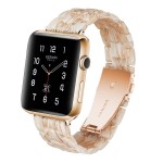 Piękna Bransoleta Żywica Stal Nierdzewna do Apple Watch 42mm/44mm jedwabno-biała