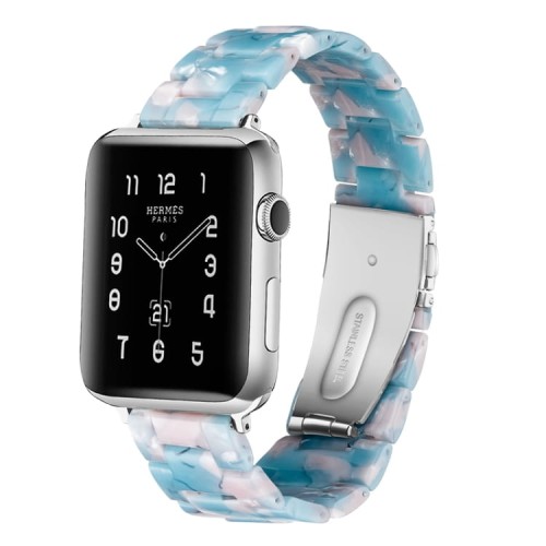 Piękna Bransoleta Żywica Stal Nierdzewna do Apple Watch 38mm/40mm błękitna