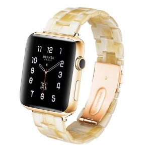 Piękna Bransoleta Żywica Stal Nierdzewna do Apple Watch 38mm/40mm ivory