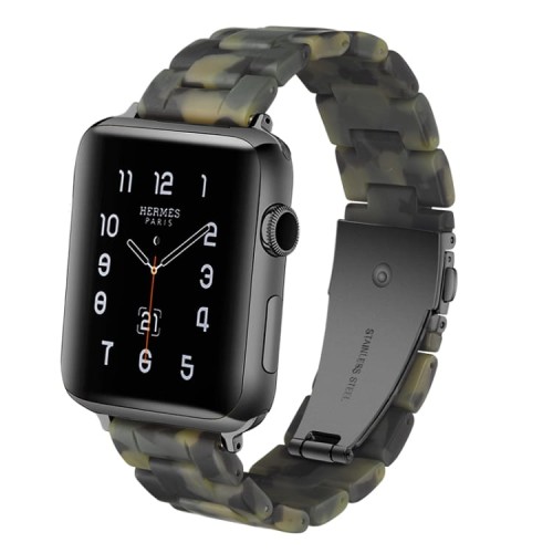 Piękna Bransoleta Żywica Stal Nierdzewna do Apple Watch 38mm/40mm zielona army green