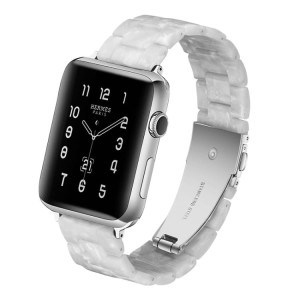 Piękna Bransoleta Żywica Stal Nierdzewna do Apple Watch 38mm/40mm perłowa