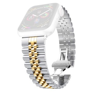 Piękna Bransoleta ze Stali Nierdzewnej do Apple Watch 38mm/40mm/41mm srebrno-złota