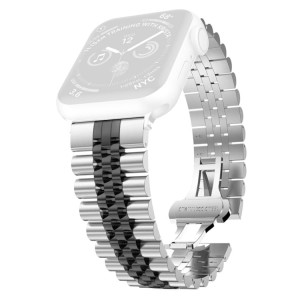 Piękna Bransoleta ze Stali Nierdzewnej do Apple Watch 42mm/44mm srebrno-czarna