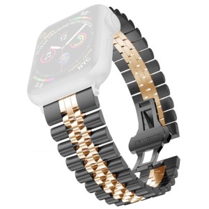 Piękna Bransoleta ze Stali Nierdzewnej do Apple Watch 42mm/44mm czarno-różowa