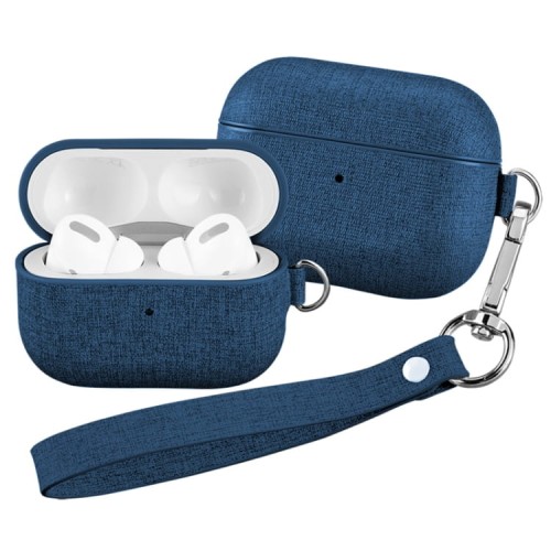 MOMAX Piękne Etui z Paskiem do AirPods Pro granatowe