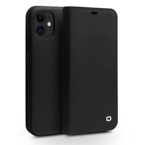 QIALINO Matowy Skórzany Pokrowiec do iPhone 11 czarny