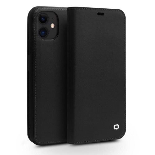 QIALINO Matowy Skórzany Pokrowiec do iPhone 11 czarny