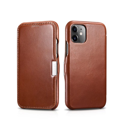 iCARER Skórzany Magnetyczny Pokrowiec iPhone 11 brązowy