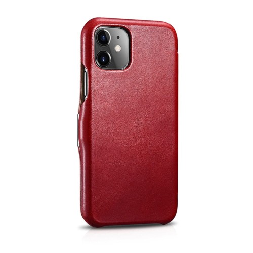 iCARER Skórzany Magnetyczny Pokrowiec iPhone 11 czerwony