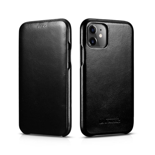 iCARER Skórzany Elegancki Pokrowiec iPhone 11 czarny
