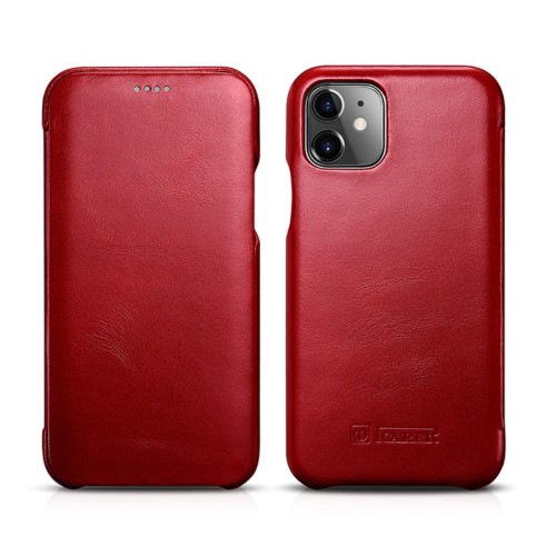 iCARER Skórzany Elegancki Pokrowiec iPhone 11 czerwony