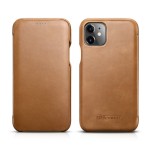 iCARER Skórzany Elegancki Pokrowiec iPhone 11 brązowy jasny