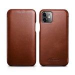 iCARER Skórzany Elegancki Pokrowiec iPhone 11 brązowy ciemny/czekoladowy