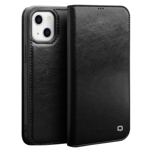 QIALINO Eleganckie Skórzane Etui do iPhone 13 czarne