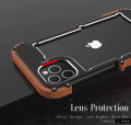 R-JUST Ramka Metalowo Drewniana Etui do iPhone 13