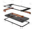 R-JUST Ramka Metalowo Drewniana Etui do iPhone 13 Pro