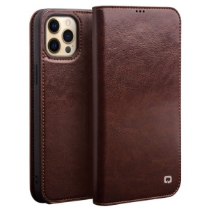 QIALINO Eleganckie Skórzane Etui do iPhone 13 Pro Max brązowe