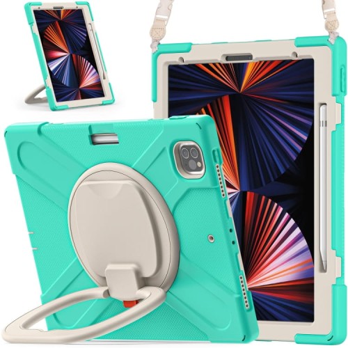 Shockproof Pancerne Etui z Paskiem do iPad Pro 12.9 2021/2020 miętowe