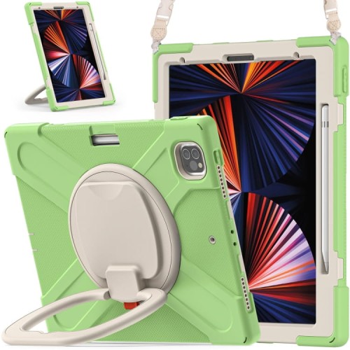 Shockproof Pancerne Etui z Paskiem do iPad Pro 12.9 2021/2020 matcha green