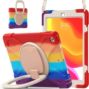 Shockproof  Pancerne Etui z Paskiem do iPad 10.2 7/8/9 czerwone