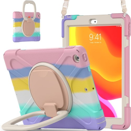 Shockproof Pancerne Etui z Paskiem do iPad 10.2 7/8/9 różowe