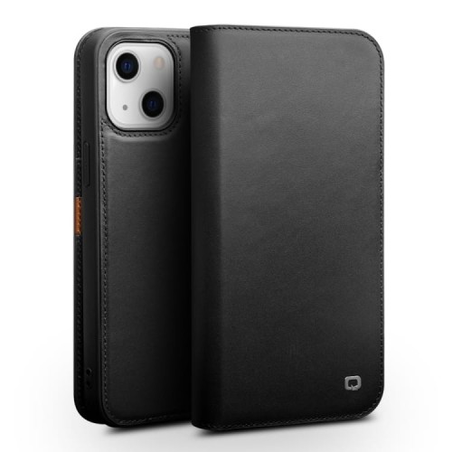 QIALINO Biznesowe Skórzane Etui do iPhone 13 Mini czarne