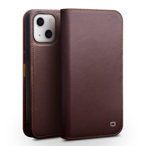 QIALINO Biznesowe Skórzane Etui do iPhone 13 Mini brązowe