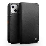 QIALINO Biznesowe Skórzane Etui do iPhone 13 czarne