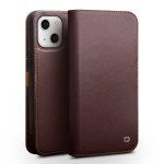 QIALINO Biznesowe Skórzane Etui do iPhone 13 brązowe