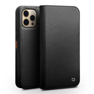 QIALINO Biznesowe Skórzane Etui do iPhone 13 Pro czarne