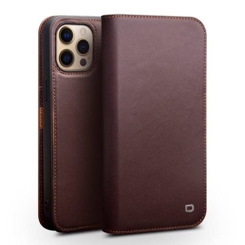 QIALINO Biznesowe Skórzane Etui do iPhone 13 Pro Max brązowe