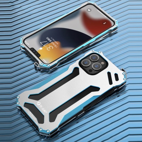 R-JUST Metalowa Obudowa do iPhone 13 Pro niebieska