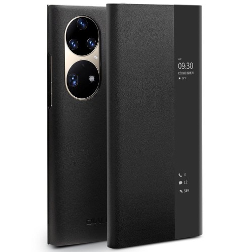 QIALINO Skórzany Pokrowiec Etui do Huawei P50 Pro czarne