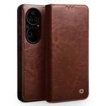 QIALINO Klasyczny Skórzany Pokrowiec Etui do Huawei P50 Pro brązowy