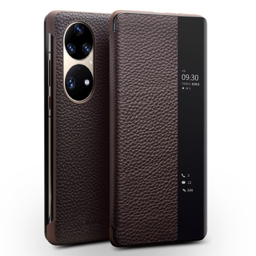 QIALINO Biznesowe Skórzane Etui do Huawei P50 Pro brązowe