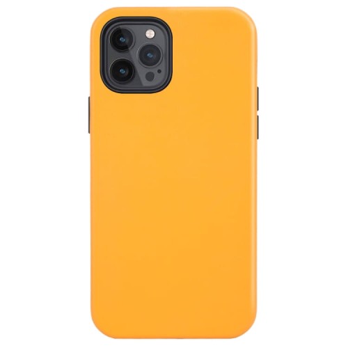 Skórzane Etui Plecki MagSafe do iPhone 12 Pro Max żółte