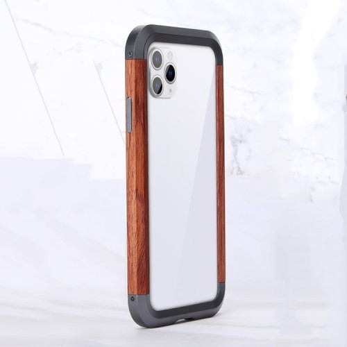 R-JUST Ramka Bumper Metal Drewno Etui do iPhone 11 Pro Max