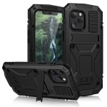 R-JUST Pancerne Etui Metal Szkło do iPhone 13 czarne