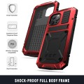 R-JUST Pancerne Etui Metal Szkło do iPhone 13 czerwone