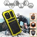 R-JUST Pancerne Etui Metal Szkło do iPhone 13 żółte
