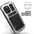 R-JUST Pancerne Etui Metal Szkło do iPhone 13 srebrne