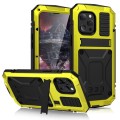 R-JUST Pancerne Etui Metal Szkło do iPhone 13 Pro żółte