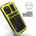 R-JUST Pancerne Etui Metal Szkło do iPhone 13 Pro żółte