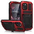 R-JUST Pancerne Etui Metal Szkło do iPhone 13 Pro czerwone