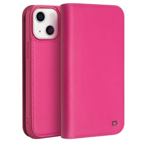QIALINO Eleganckie Skórzane Etui do iPhone 13 Mini różowe