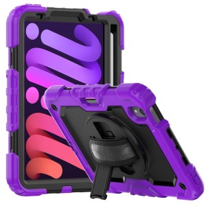 Shockproof Pancerne Etui Obudowa z Pen Slot i Paskiem do iPad Mini 6  fioletowe