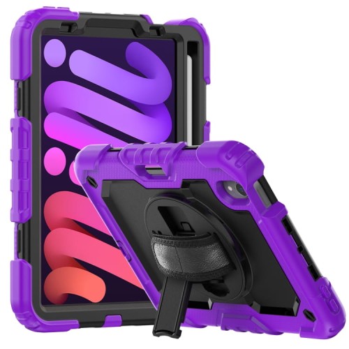 Shockproof Pancerne Etui Obudowa z Pen Slot i Paskiem do iPad Mini 6 fioletowe