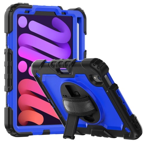 Shockproof Pancerne Etui Obudowa z Pen Slot i Paskiem do iPad Mini 6 granatowo-czarne